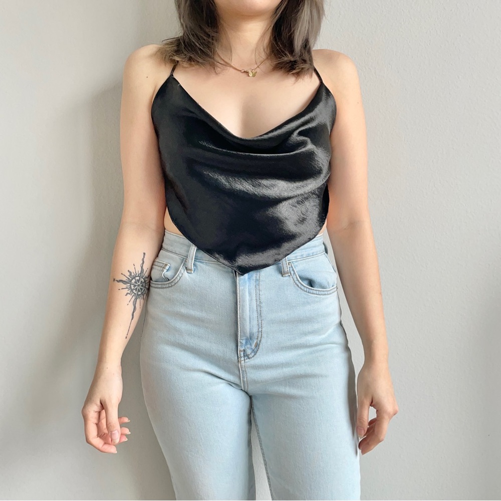 Black satin top